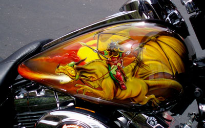 Custom airbrushed Steelers motorcycle - Greg's Airbrushing